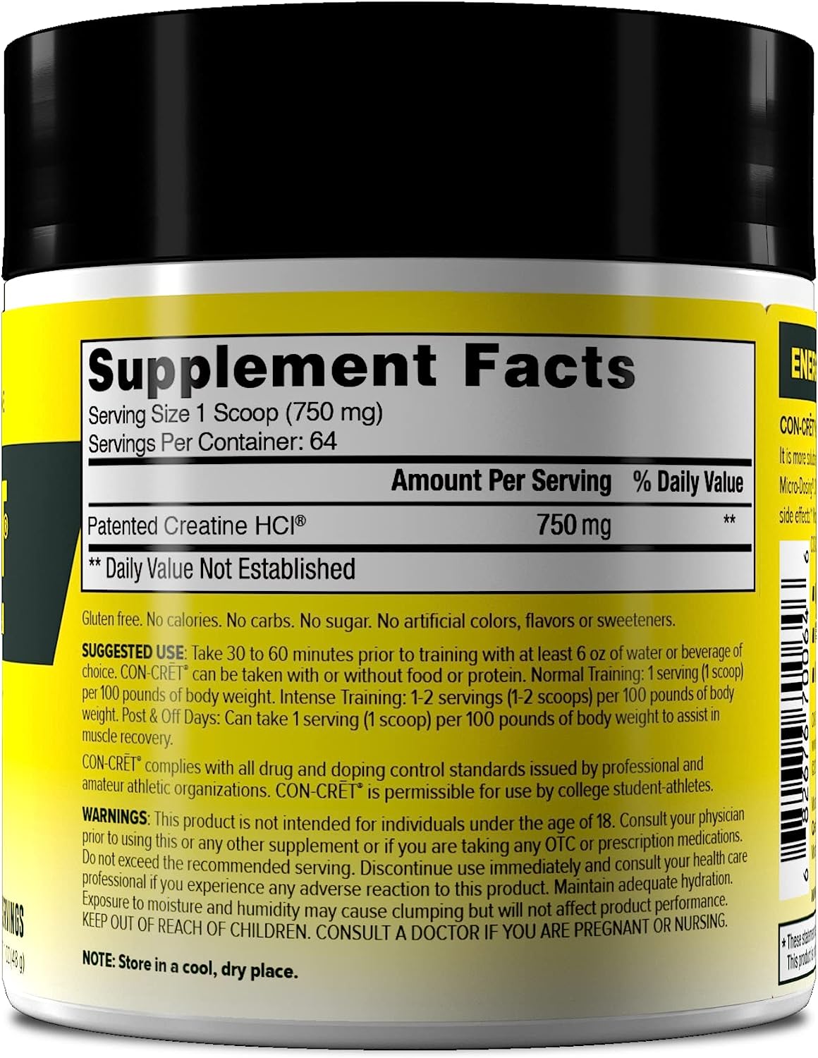 Promera Sports CON-CRET Powder - Supplement Facts