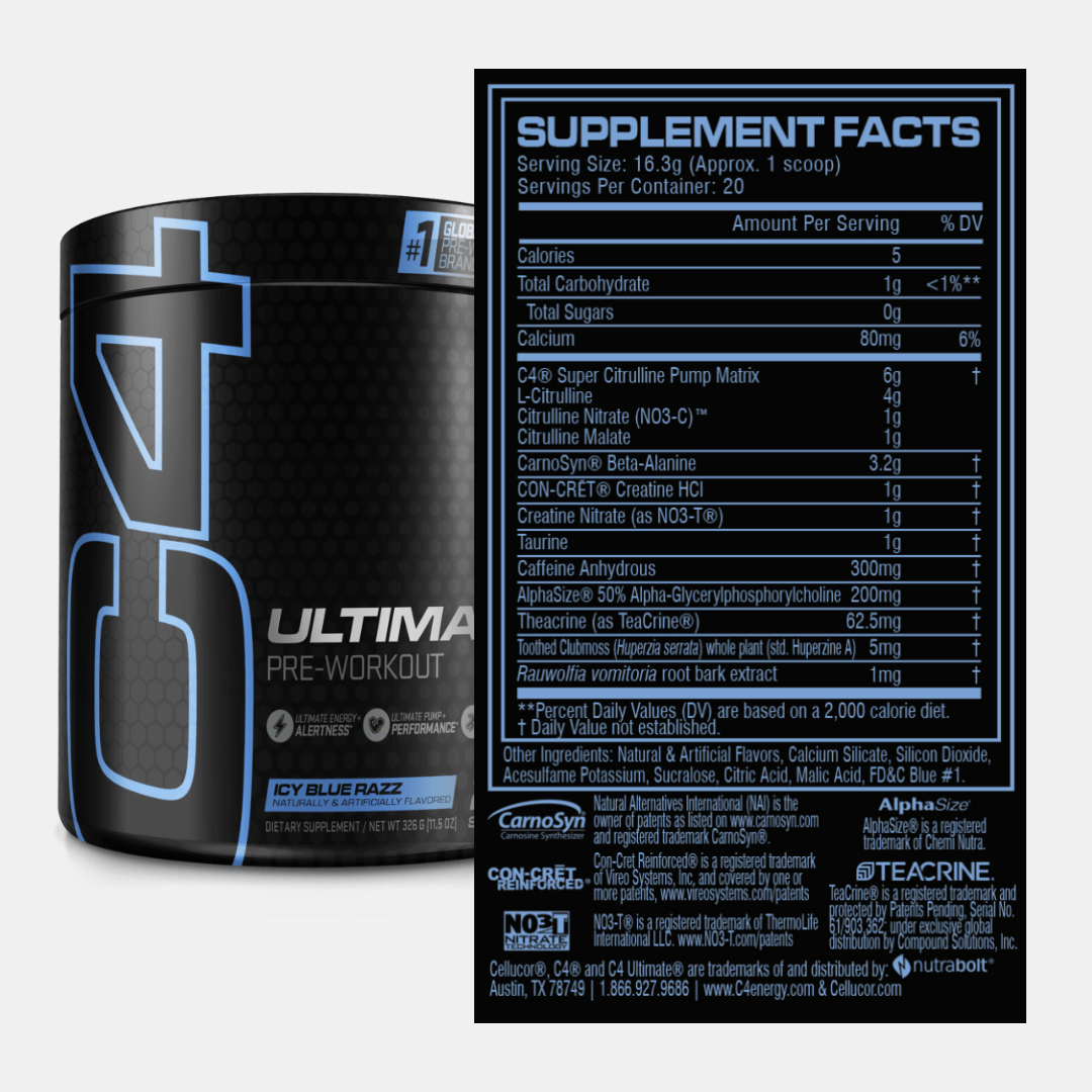 Cellucor C4 Ultimate Pre-Workout Supplement Facts