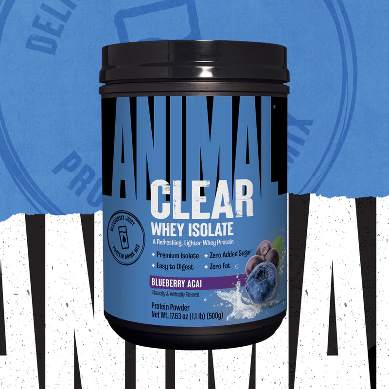 Animal Clear Whey Isolate blueberry Acai front bottle