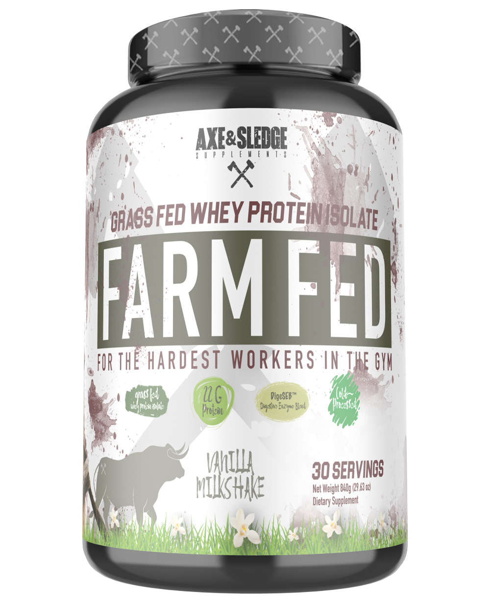 Axe & Sledge Farm Fed Protein front of bottle
