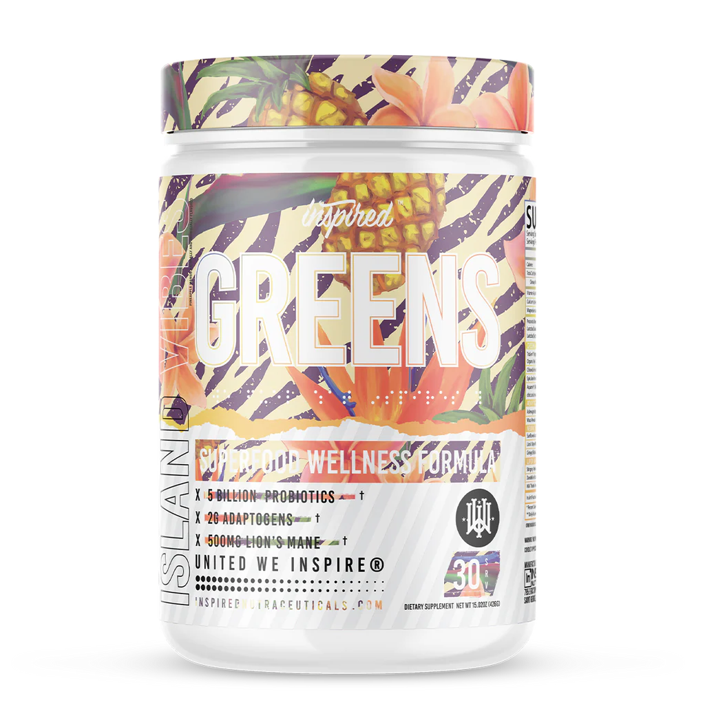 Inspired Nutraceuticals Greens Island Vibes front of bottle