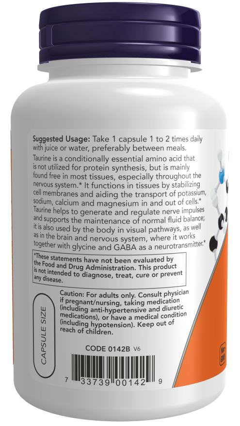 Now Double Strength Taurine 1000mg - Suggested Usage