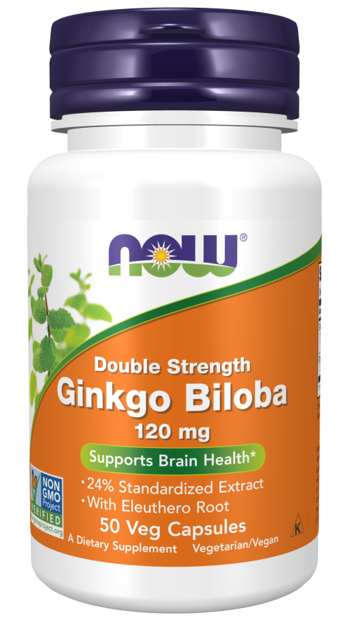 Now Ginkgo Biloba Double Strength 120mg - Front of the Bottle