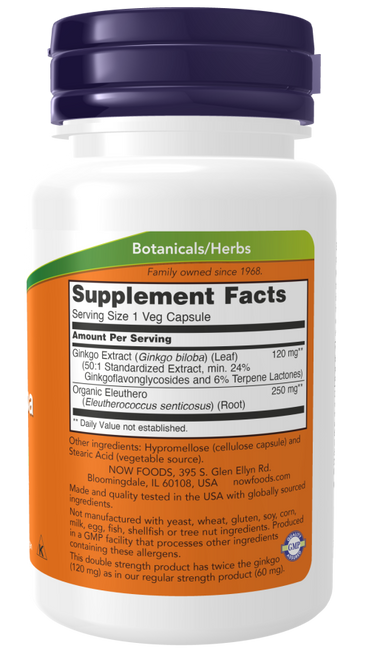 Now Ginkgo Biloba Double Strength 120mg - Supplement Facts