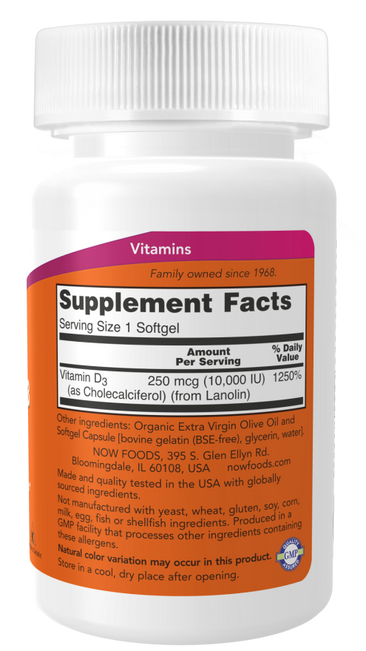 Now Vitamin D-3 10,000IU - A1 Supplements Store