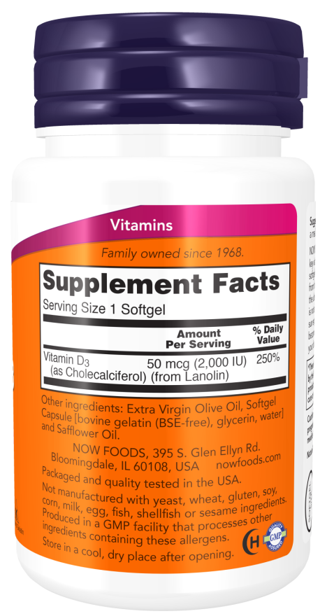 Now Vitamin D-3 2000IU Supplements Facts