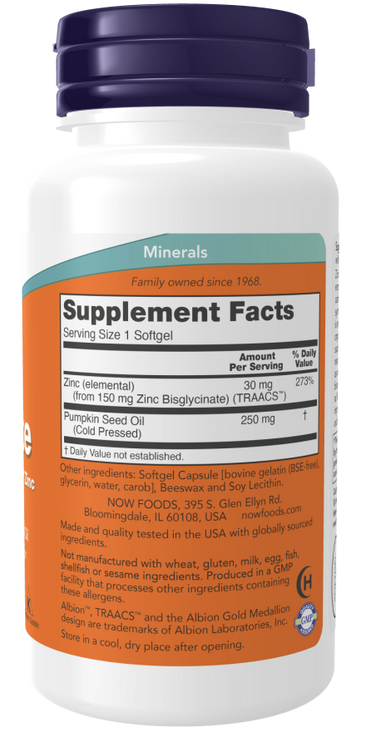 Now Zinc Glycinate Supplements Facts