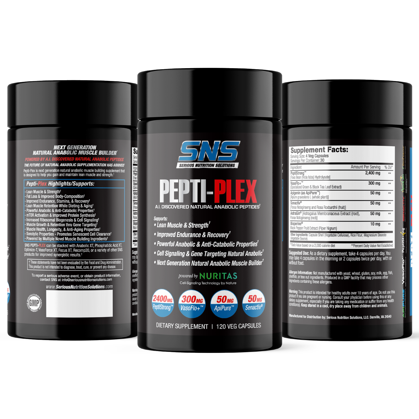 SNS Pepti-Plex bottle sides