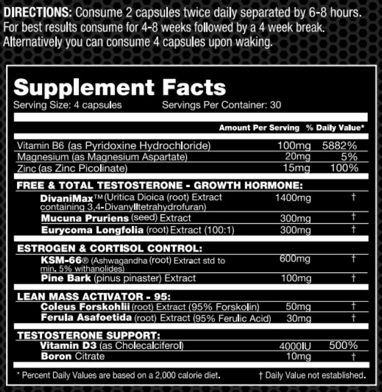 Performax Labs Alpha Max Supplements Facts
