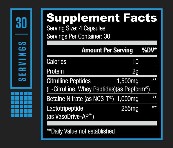 Ryse Supplements Pump Cap Max Supplement Facts