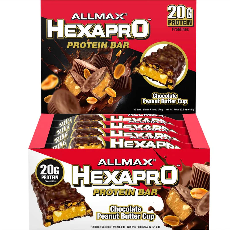 Allmax Nutrition Hexapro Protein Bars Chocolate peanut butter box