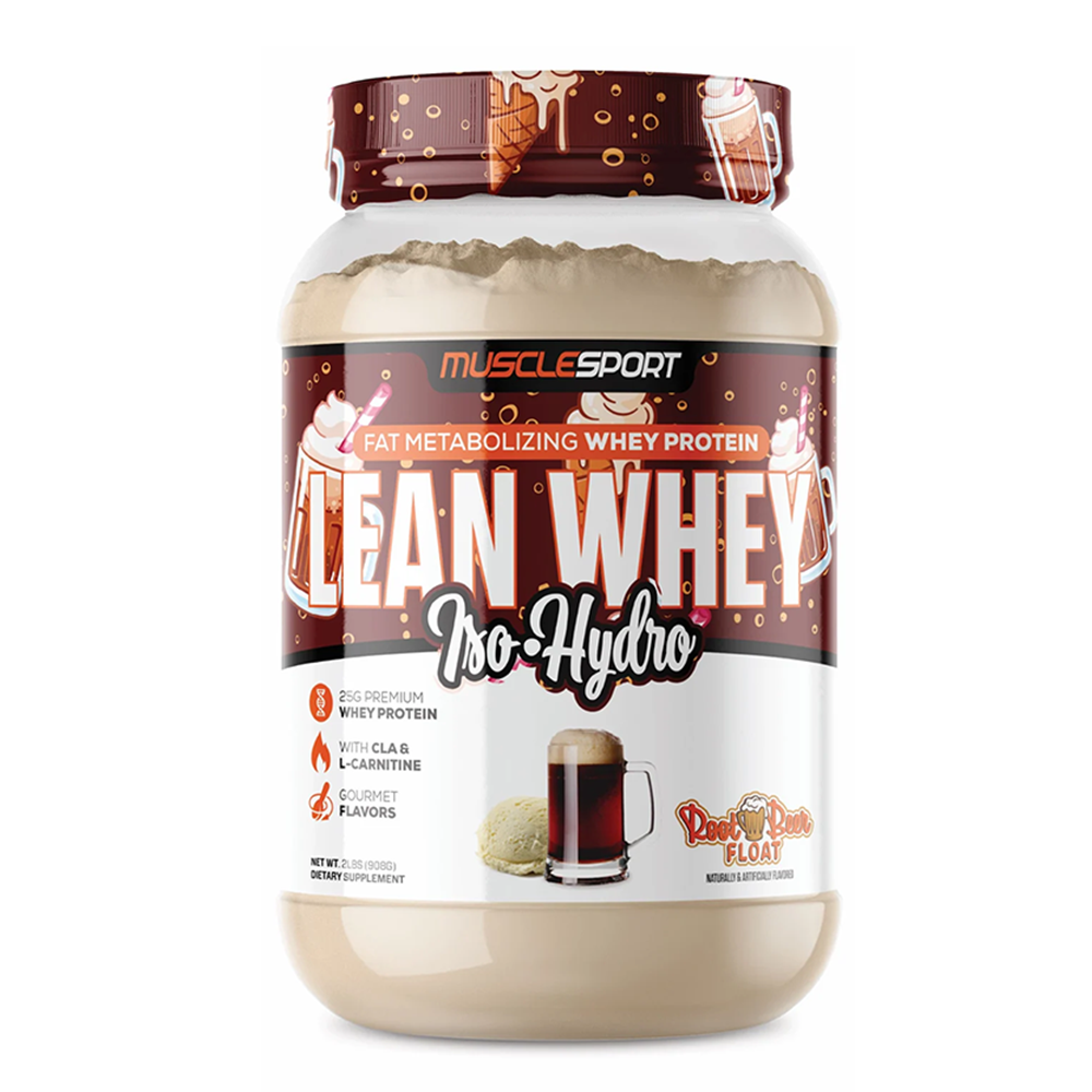 MUSCLESPORT Lean Whey root beer float bottle