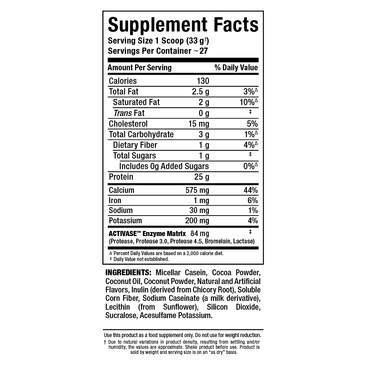 ALLMAX Nutrition Casein FX Supplement Facts