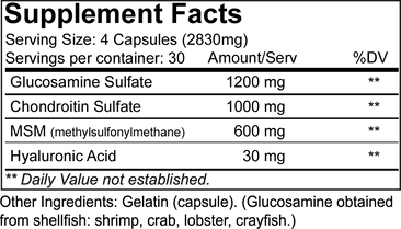 NutraKey Glucosamine Chondroitin MSM Supplement Facts