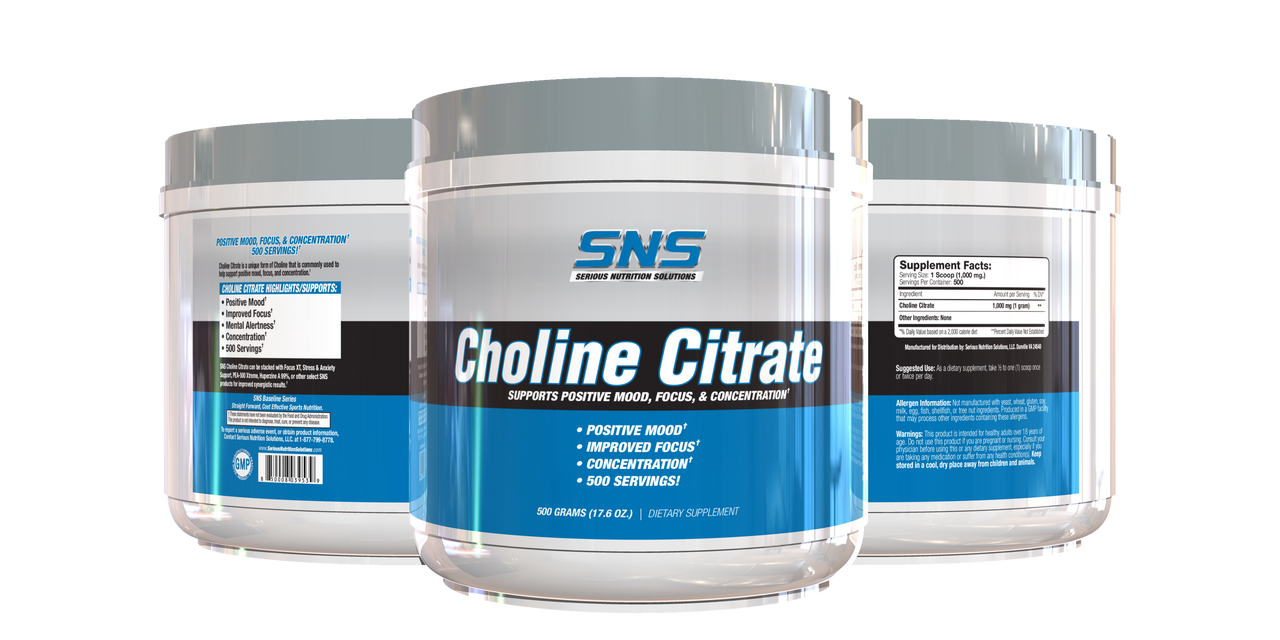 SNS Choline Citrate Front and Back Bottles 