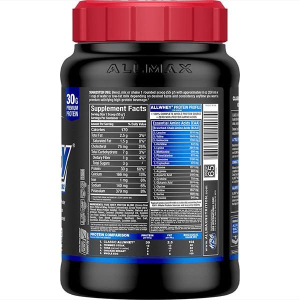 AllMax AllWhey Classic Pure Whey Supplement Facts