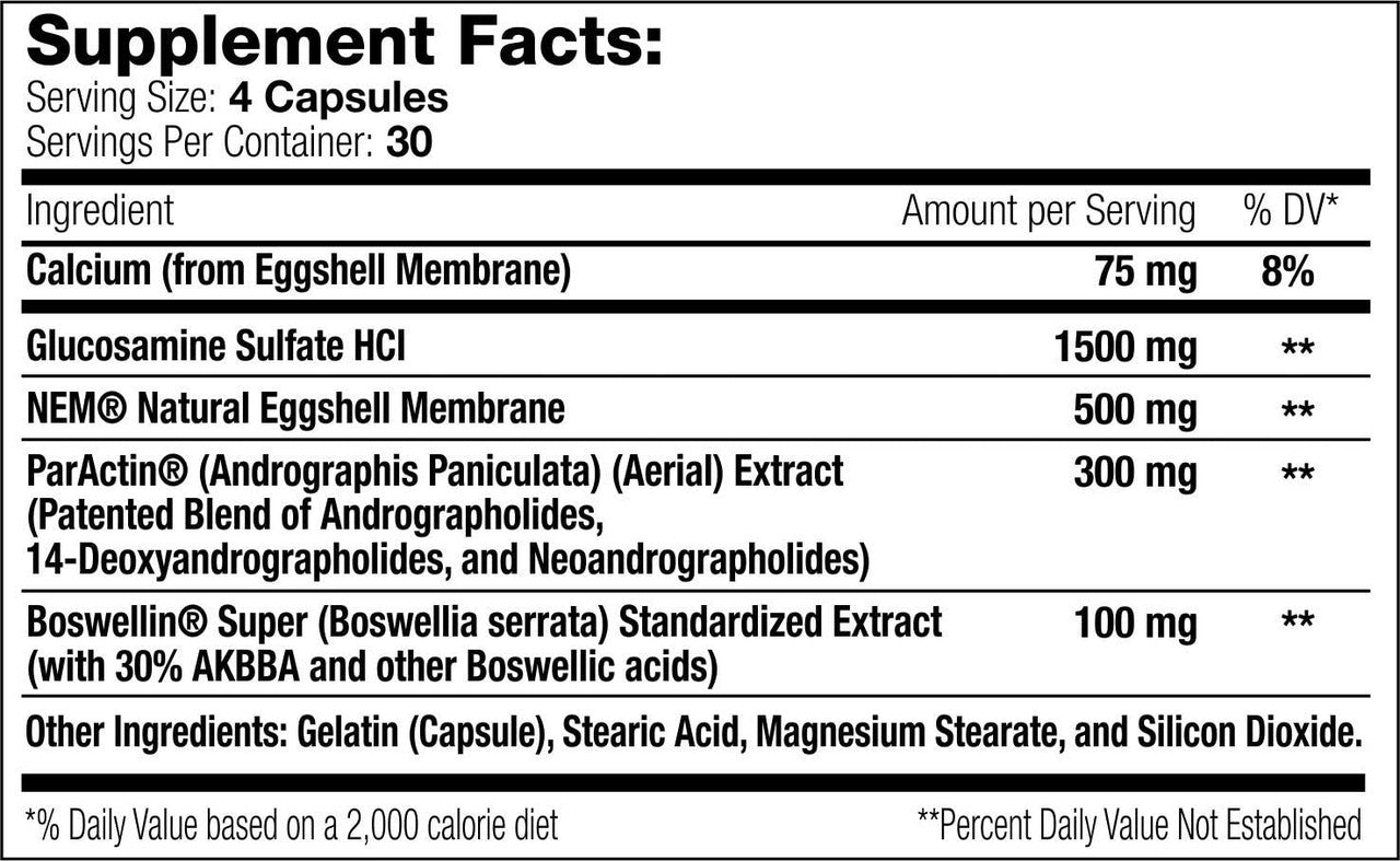 SNS Joint Support XT Supplement Facts