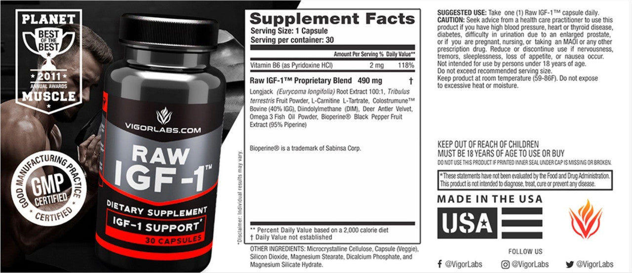 Vigor Labs Raw IGF-1 Facts A1 Supplements Store