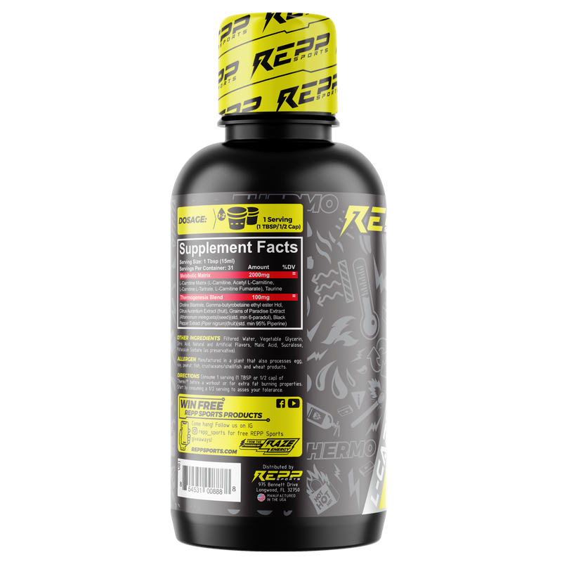 Repp Sports L-Carnitine Thermo 2000 Back of the bottle