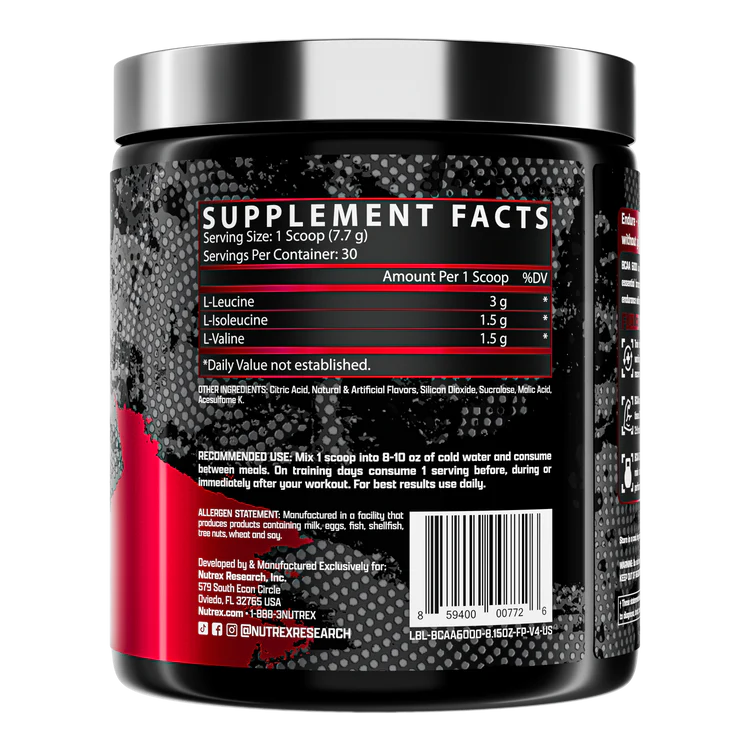 Nutrex Research BCAA 6000 Supplements Facts