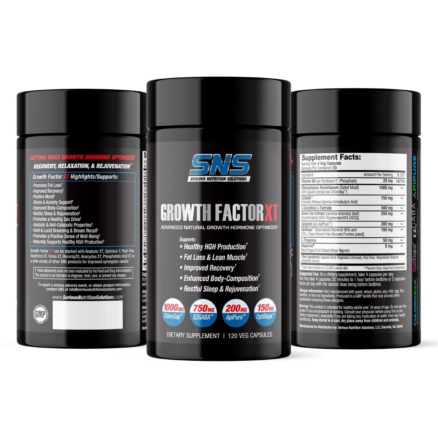 SNS Growth Factor XT - A1 Supplements Store Three Bottles
