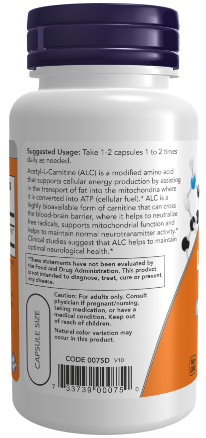 Now Acetyl-L-Carnitine 500 mg - A1 Supplements Store