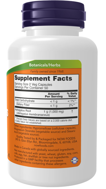 Now Astragalus 500mg - A1 Supplements Store