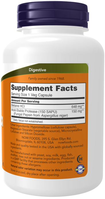 Now Betaine HCI 648 MG - Supplement Facts