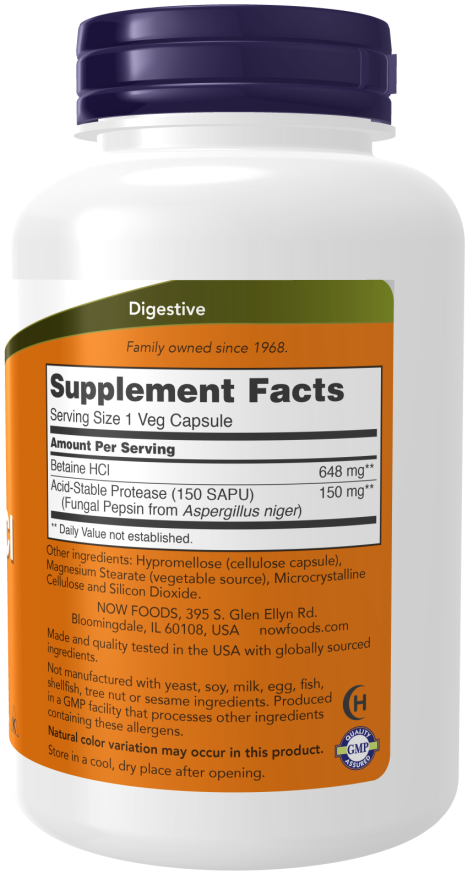 Now Betaine HCI 648 MG - Supplement Facts