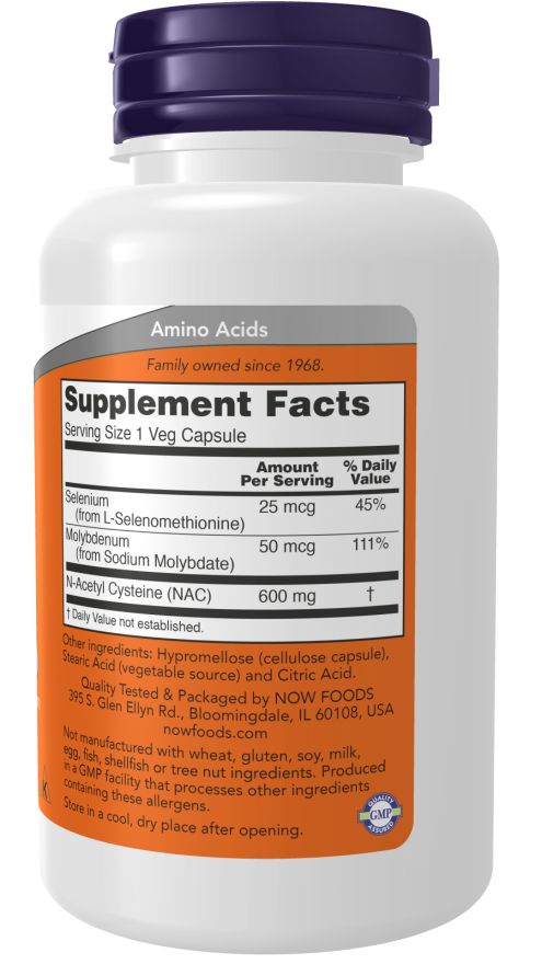 Now NAC 600 MG - Supplement Facts