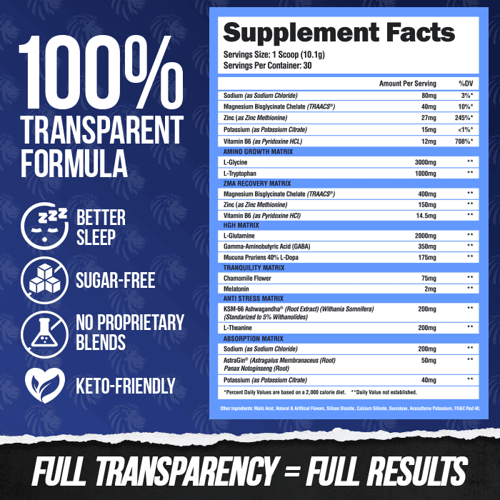 Alpha Lion SuperHuman Sleep Supplement Facts