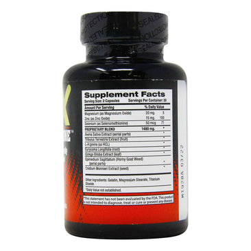 M.D. Science Lab Max Testosterone Supplement Facts Label