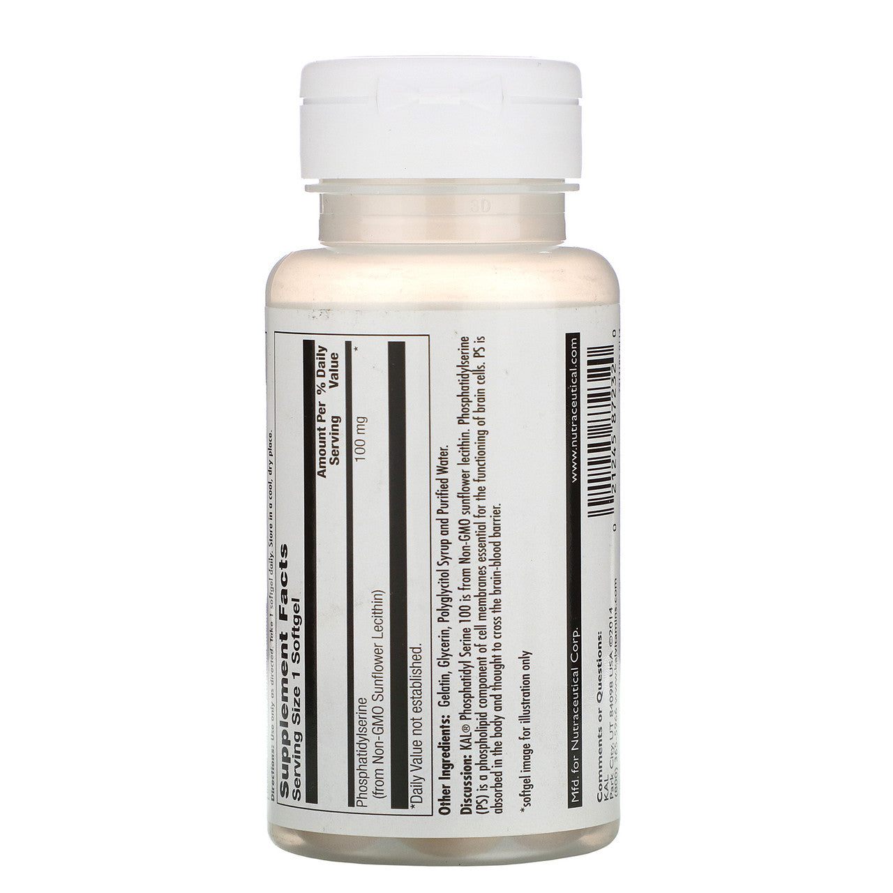 KAL Phosphatidyl Serine 100 Supplement Facts Label