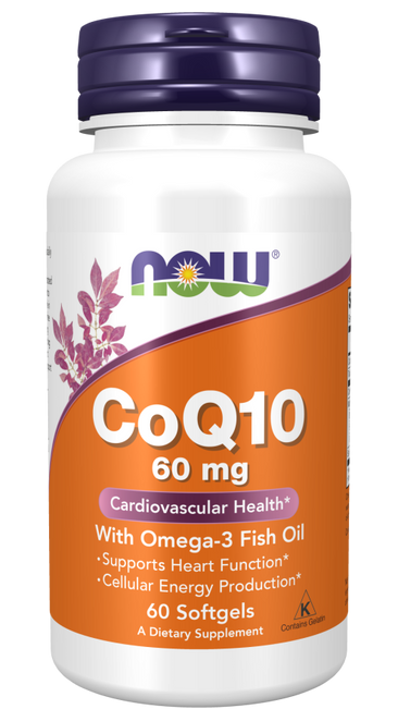 Now CoQ10 With Omega-3 Fish Oil 60mg Bottle