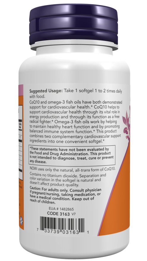 Now CoQ10 With Omega-3 Fish Oil 60mg - A1 Supplements Store