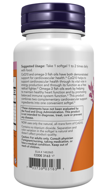 Now CoQ10 With Omega-3 Fish Oil 60mg - A1 Supplements Store