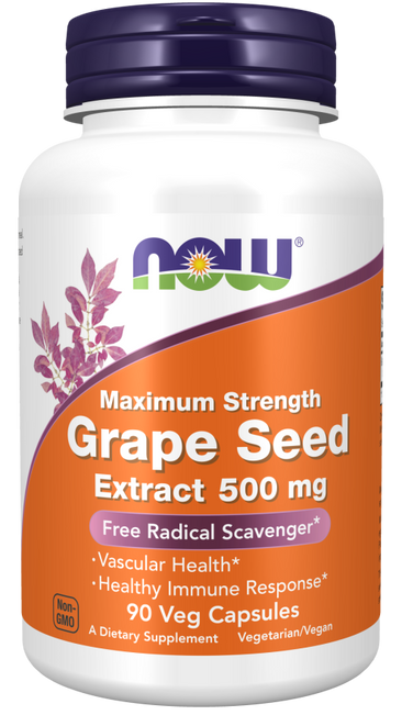 NOW Maximum Strength Grape Seed Extract Main orange bottle