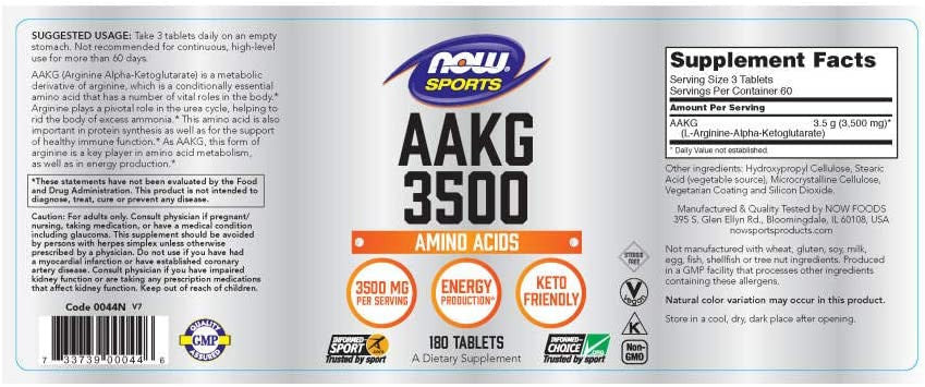 Now AAKG 3500 supplement facts