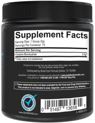 Build Fast Formula Creatine supplement facts