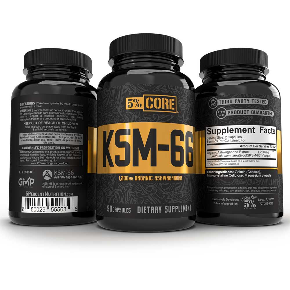 5% Nutrition 5% Core KSM-66 Back Of Bottle