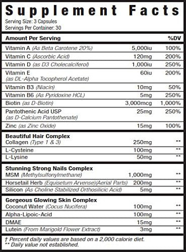 MUSCLESPORT Hair, Skin, & Nails Supplement Facts