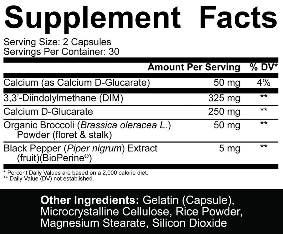 5% Nutrition 5% Core DIM Supplement Facts