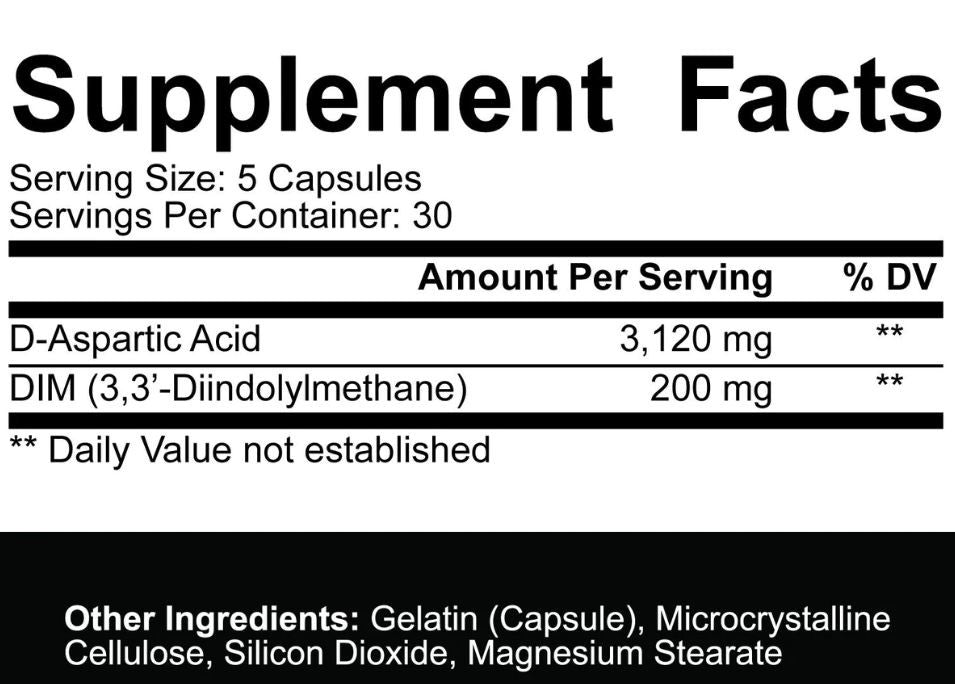 5% Nutrition 5% Core D-Aspartic Acid Supplement Facts