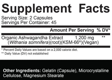 5% Nutrition 5% Core KSM-66 Supplement Facts