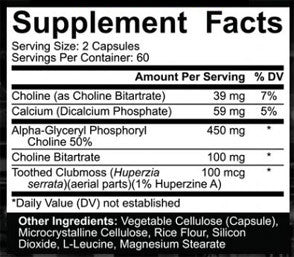 5% Nutrition 5% Core Nootropic supplement facts