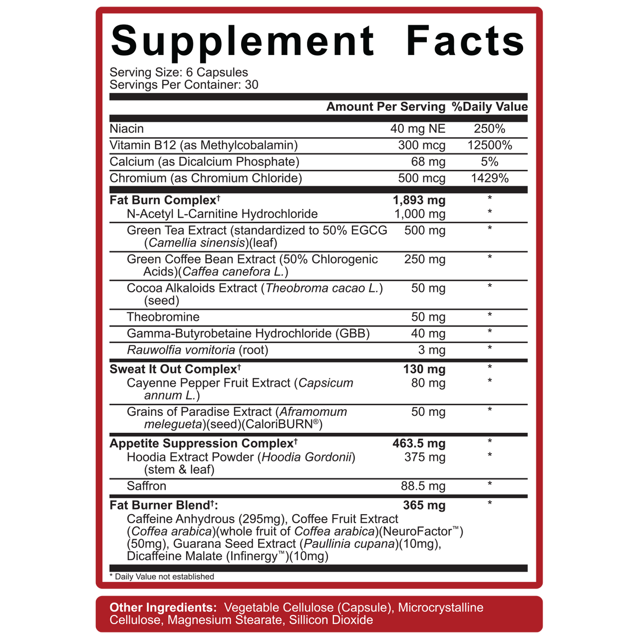 5% Nutrition Shred Time supplement facts