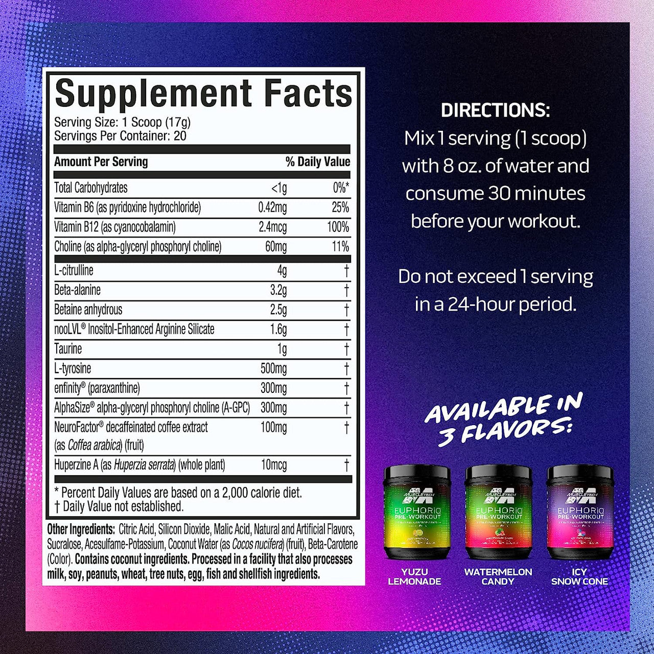 Muscletech EuphoriQ supplement facts