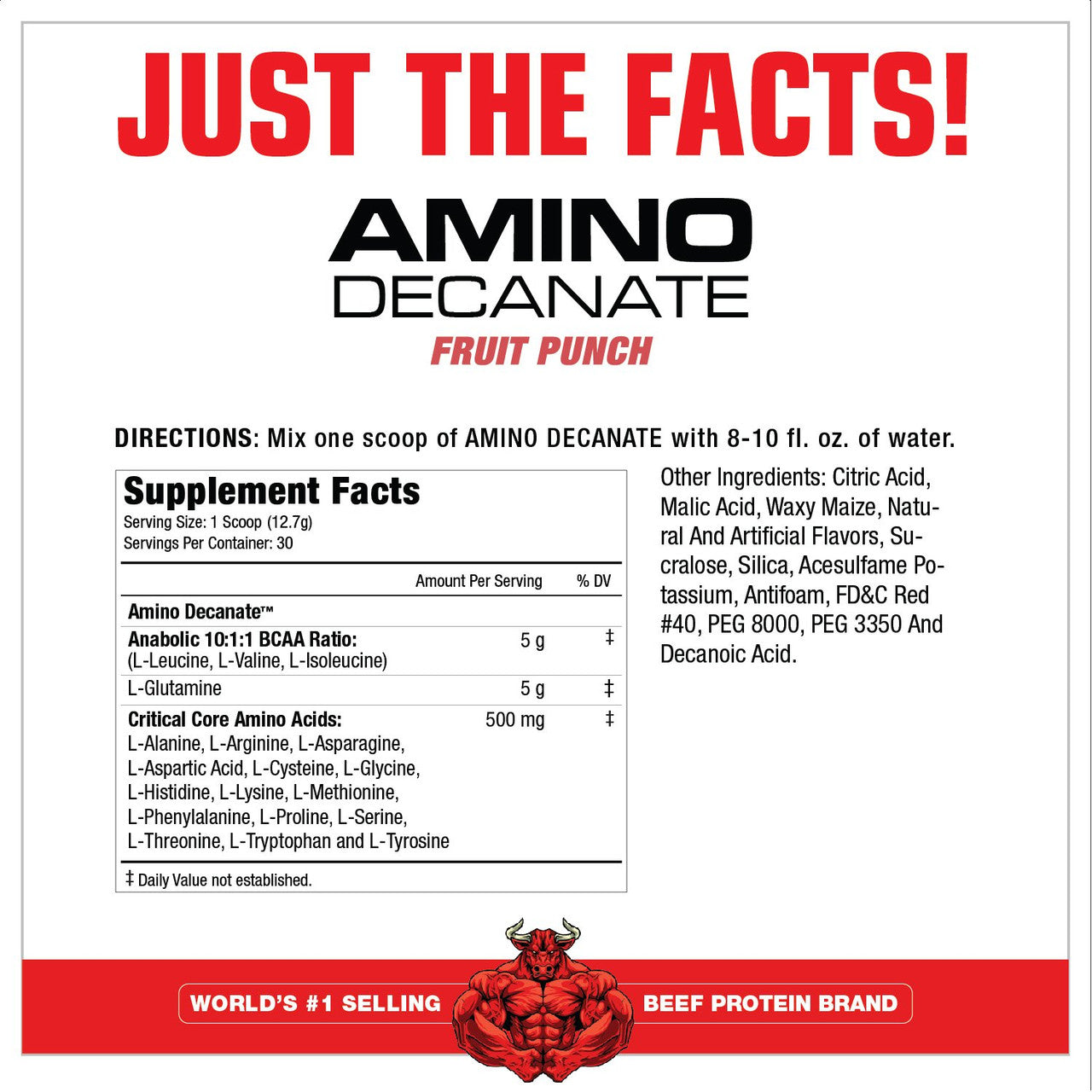 MuscleMeds Amino Decanate Supplement Facts