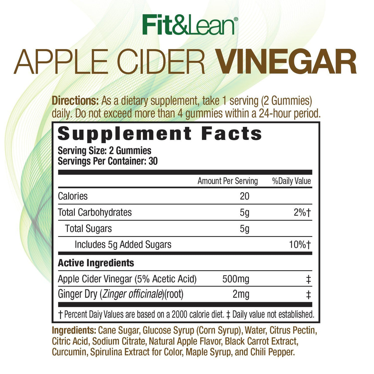 MHP Fit & Lean Apple Cider Vinegar Gummies Supplement Facts