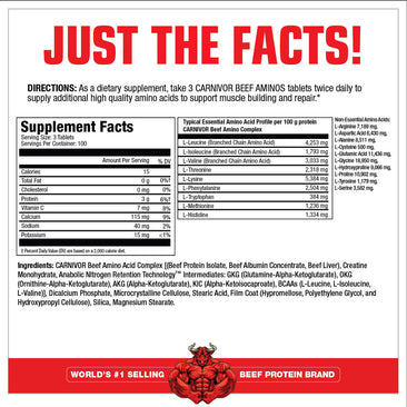 MuscleMeds Carnivor Beef Aminos Supplement Facts